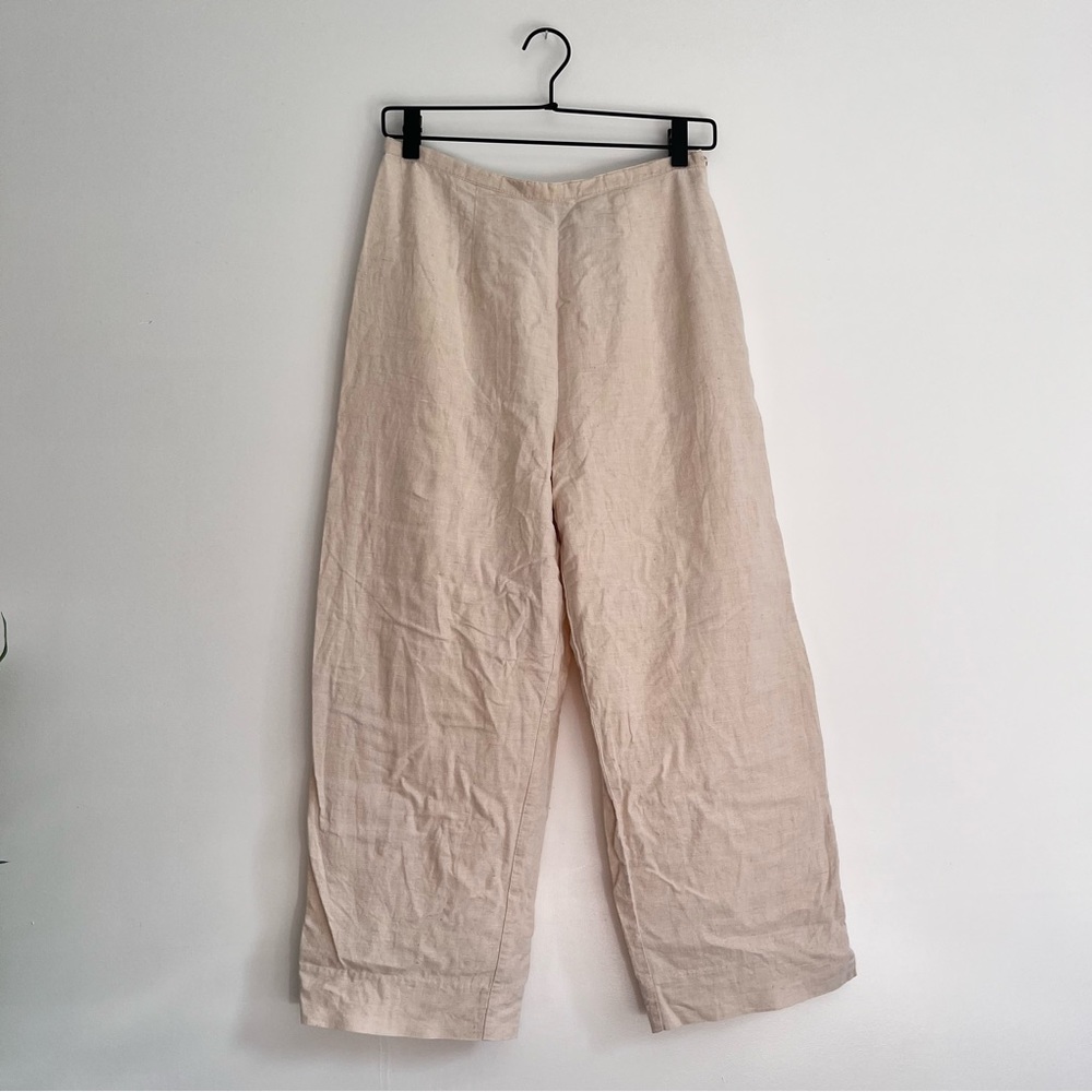 Kathie Lee Collection Linen-Blend Wide-Leg Capris in Light Beige